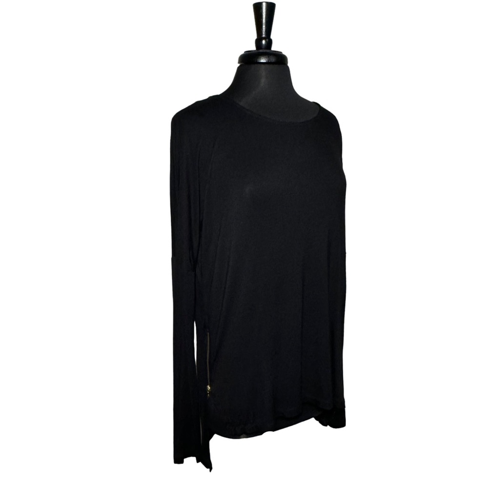 Black Zenna Outfitters Long Sleeve Top w gold zipper accents Size large